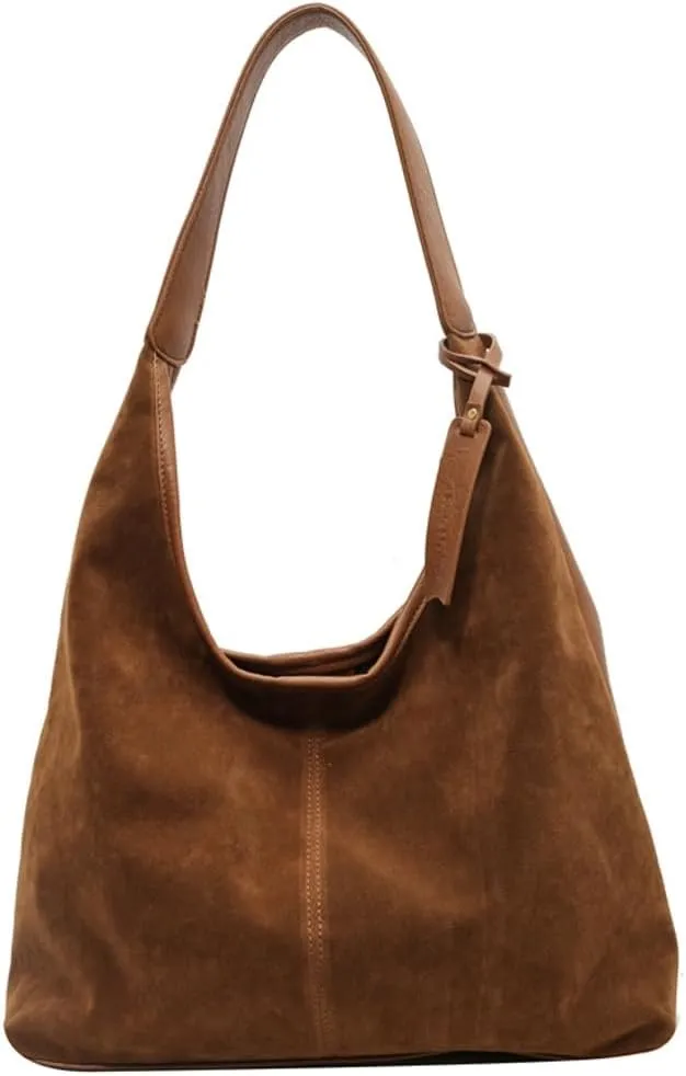 Suede Tote Bag for Women Leather Shoulder Bag Slouchy Handbag Soft Purse Fall Winter Spring Travel Shopping 2024