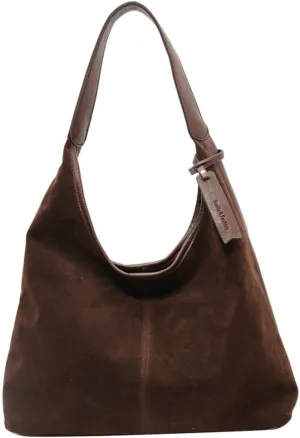 Suede Tote Bag for Women Leather Shoulder Bag Slouchy Handbag Soft Purse Fall Winter Spring Travel Shopping 2024
