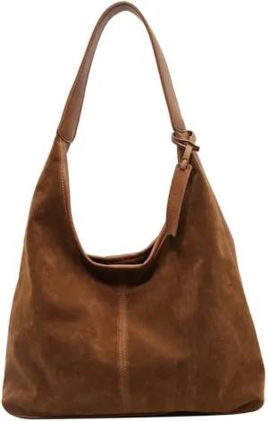 Suede Tote Bag for Women Leather Shoulder Bag Slouchy Handbag Soft Purse Fall Winter Spring Travel Shopping 2024