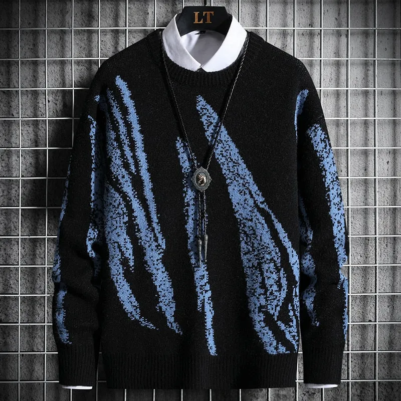 Sweaters For Men Designed Pattern Crew Knitted Sweater
