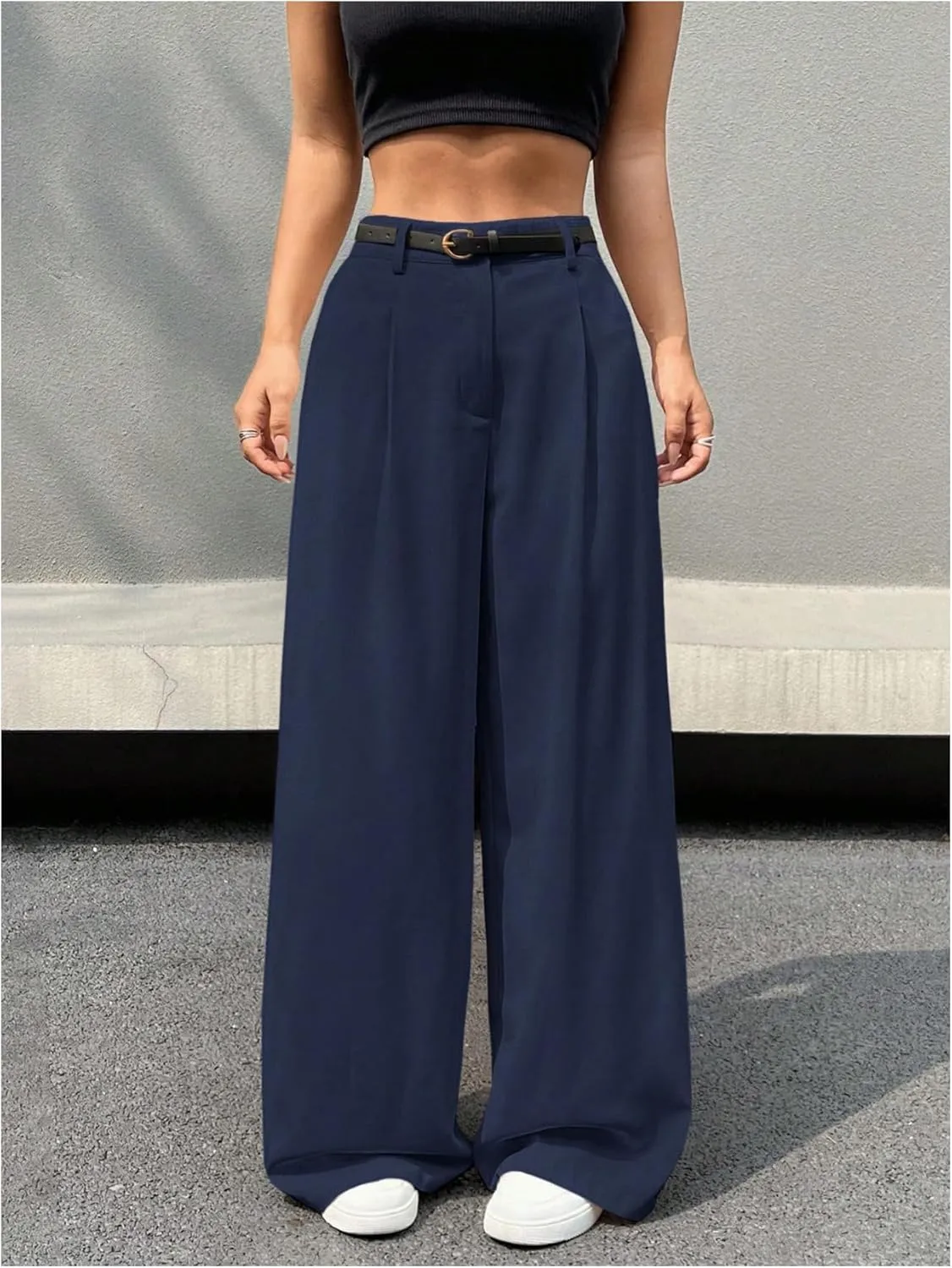 SweatyRocks Women's High Waist Work Pants Dressy Casual Wide Leg Flowy Trousers