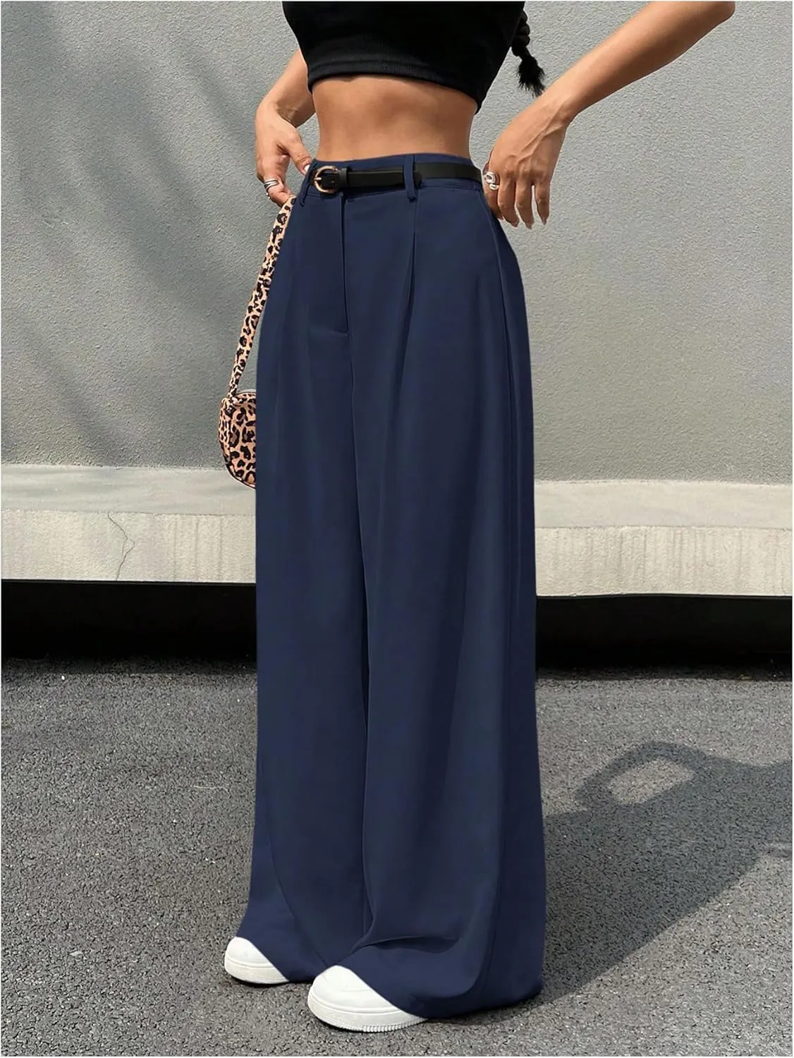SweatyRocks Women's High Waist Work Pants Dressy Casual Wide Leg Flowy Trousers