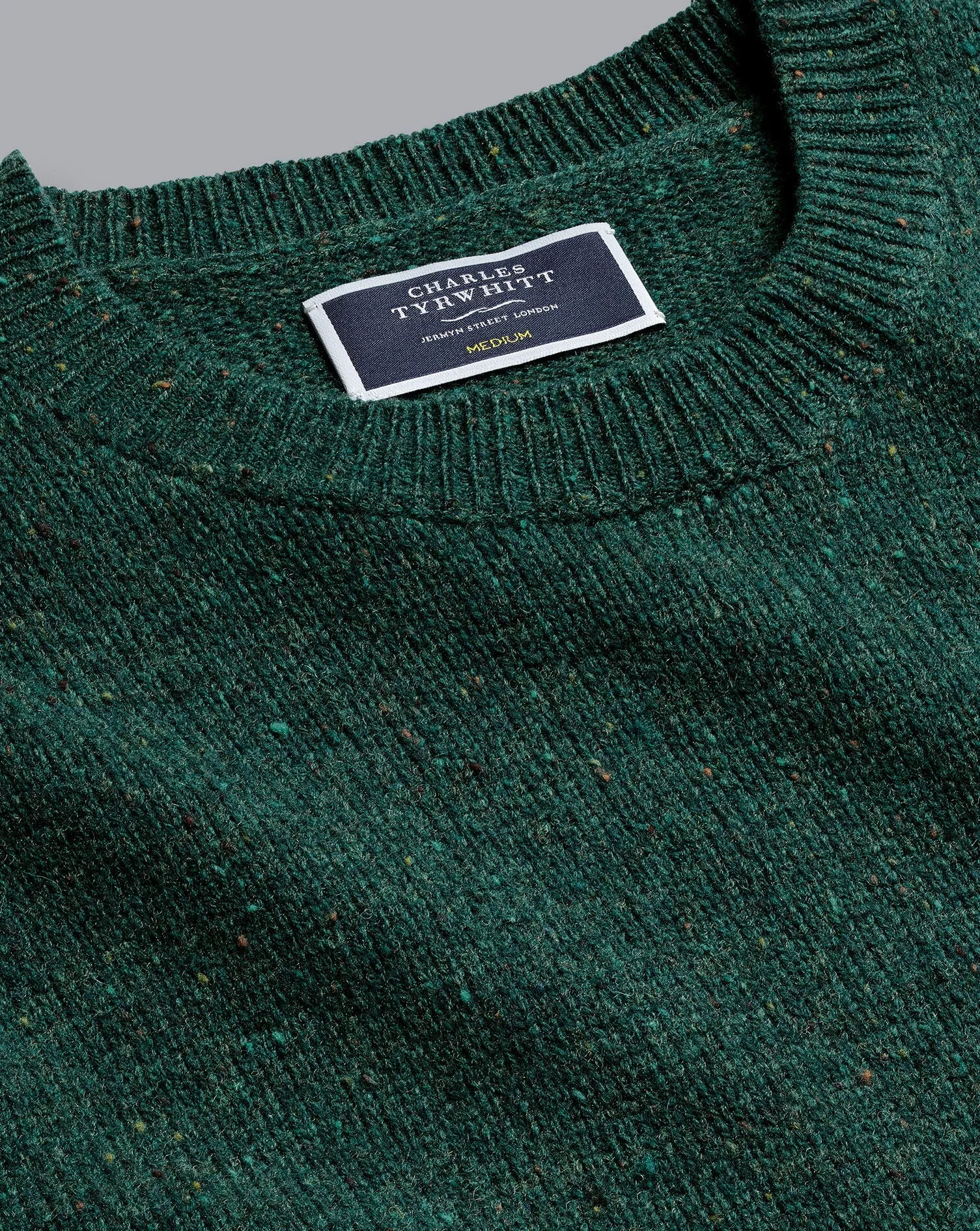 Teal Green Chunky Merino Donegal Crew Neck Jumper
