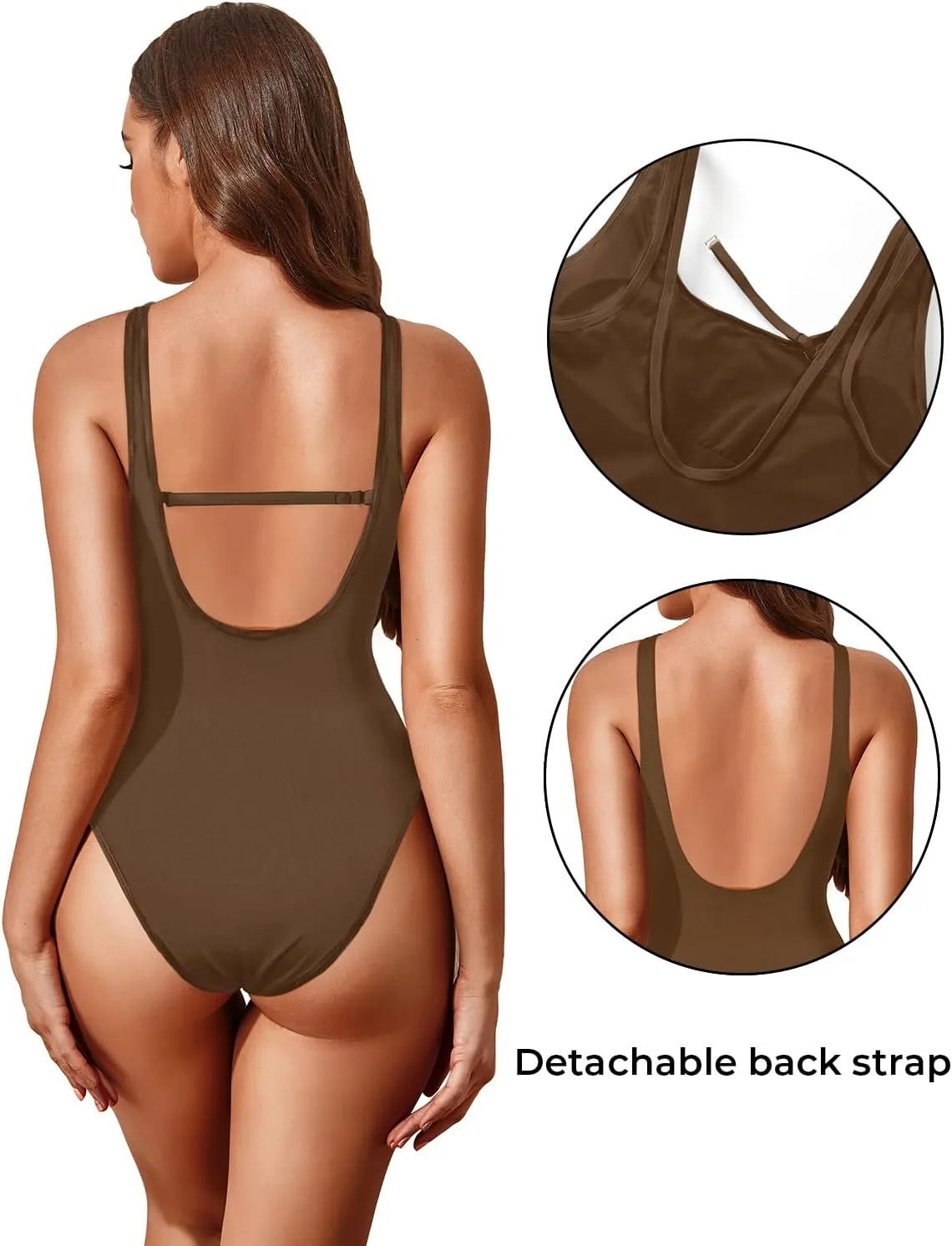 Tempt Me Women High Cut One Piece Swimsuit Low Back Scoop Neck Retro 80s Bathing Suit