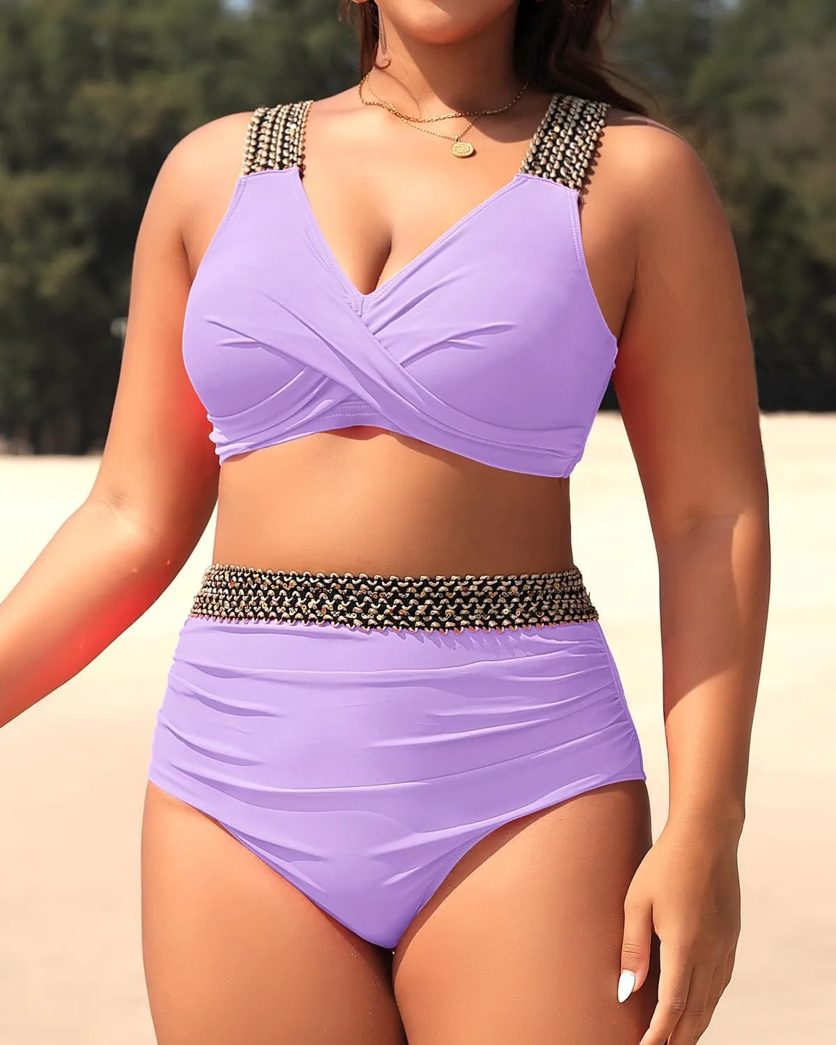 Tempt Me Women Plus Size High Waisted Bikini Set Two Piece Tummy Control Swimsuit