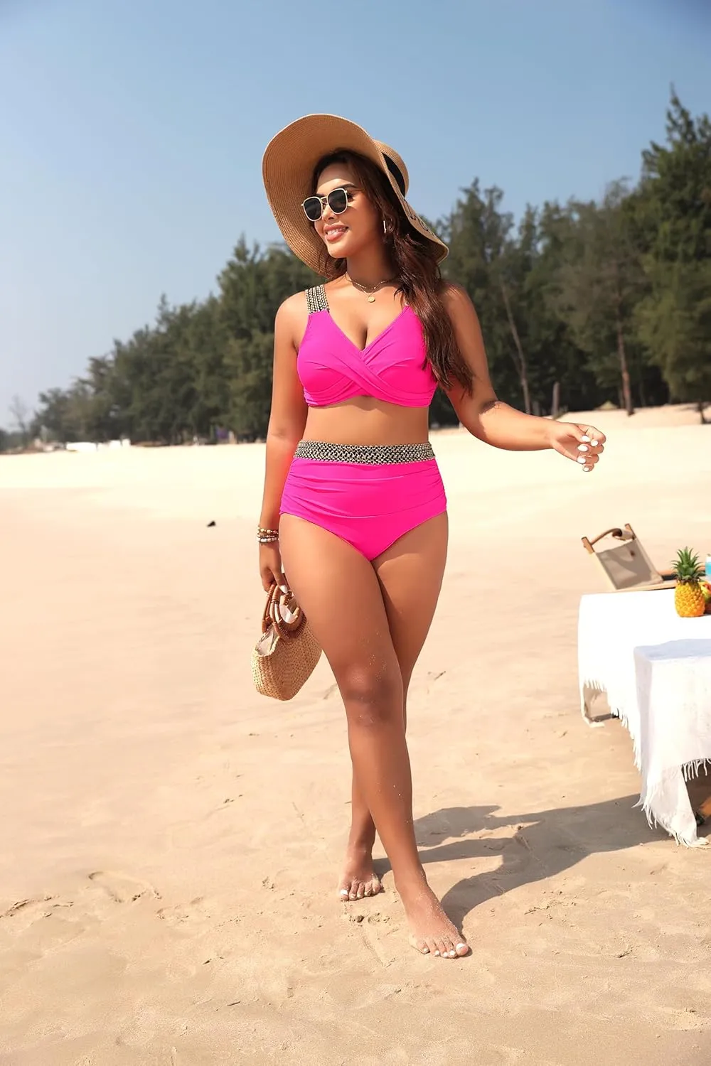 Tempt Me Women Plus Size High Waisted Bikini Set Two Piece Tummy Control Swimsuit