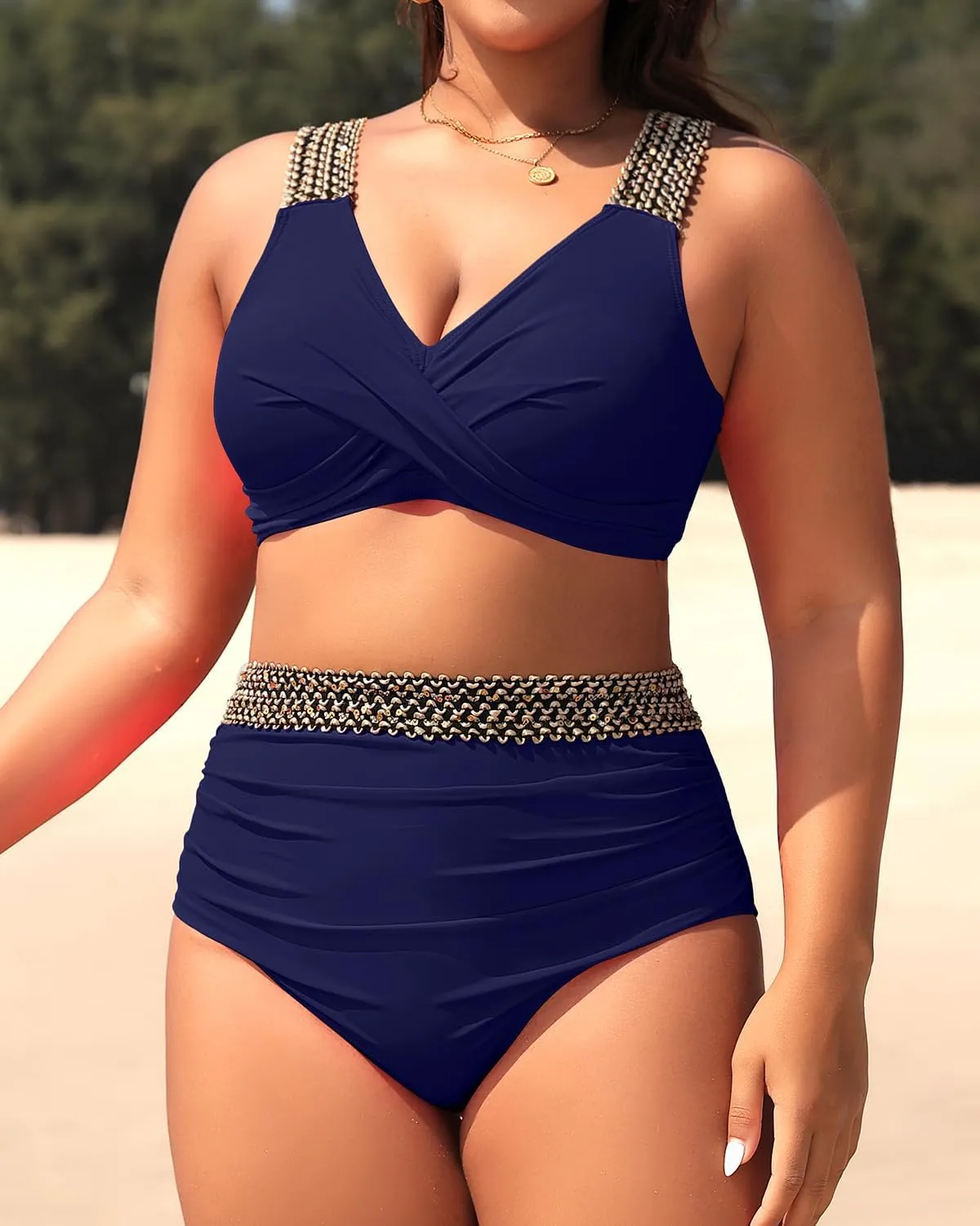Tempt Me Women Plus Size High Waisted Bikini Set Two Piece Tummy Control Swimsuit