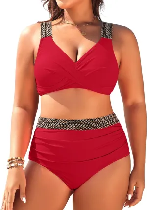 Tempt Me Women Plus Size High Waisted Bikini Set Two Piece Tummy Control Swimsuit