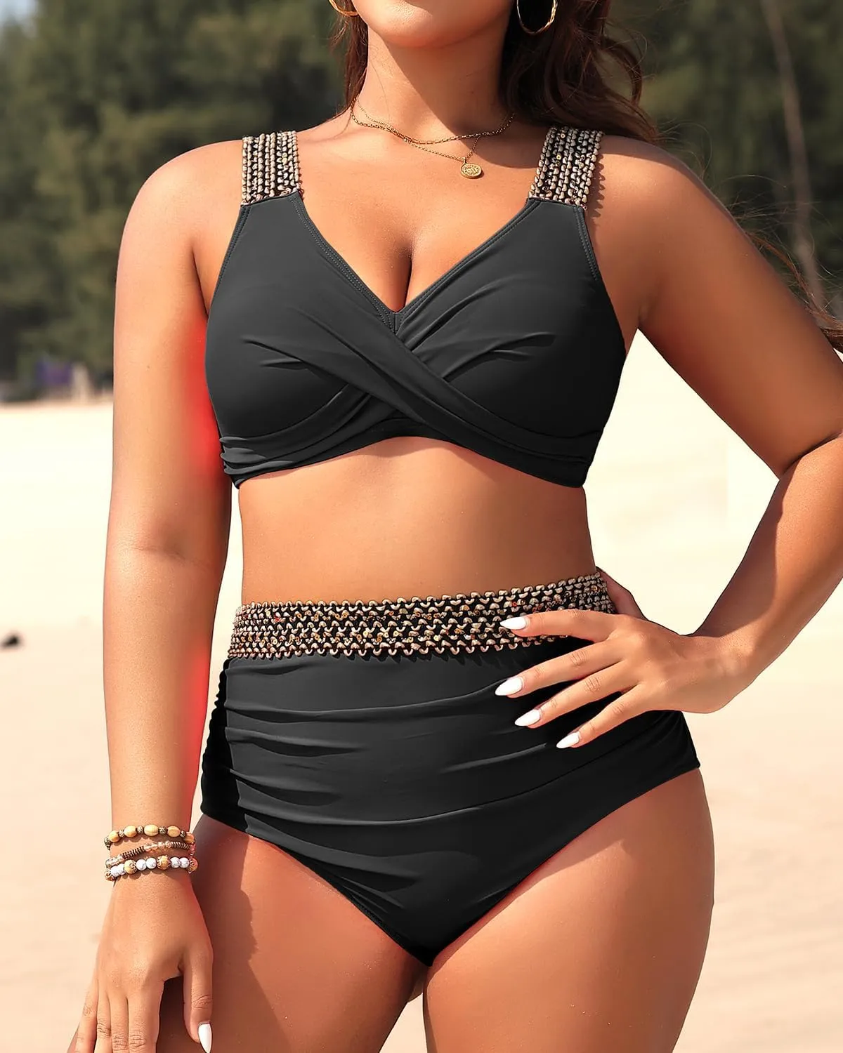 Tempt Me Women Plus Size High Waisted Bikini Set Two Piece Tummy Control Swimsuit