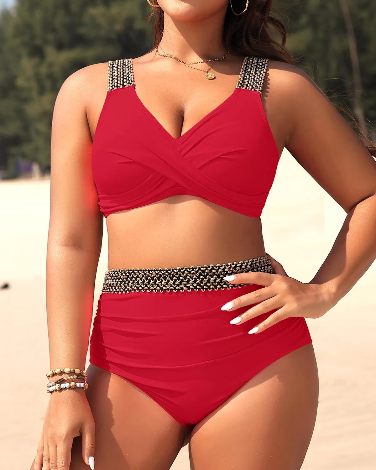 Tempt Me Women Plus Size High Waisted Bikini Set Two Piece Tummy Control Swimsuit