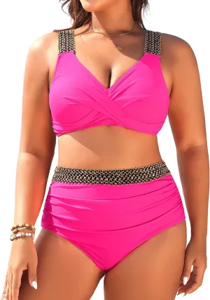 Tempt Me Women Plus Size High Waisted Bikini Set Two Piece Tummy Control Swimsuit