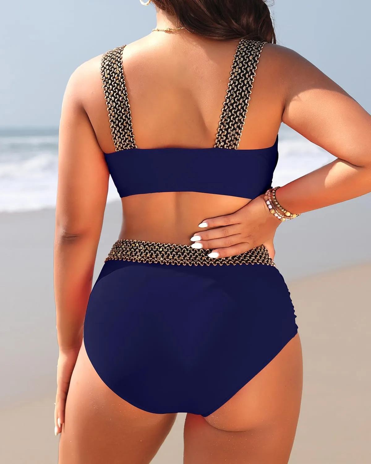 Tempt Me Women Plus Size High Waisted Bikini Set Two Piece Tummy Control Swimsuit