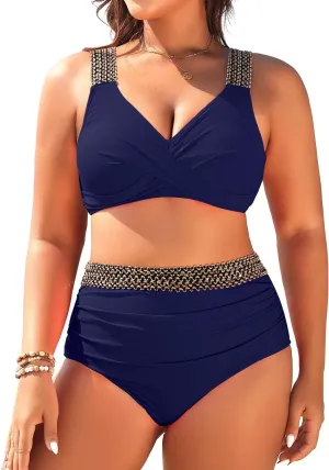 Tempt Me Women Plus Size High Waisted Bikini Set Two Piece Tummy Control Swimsuit