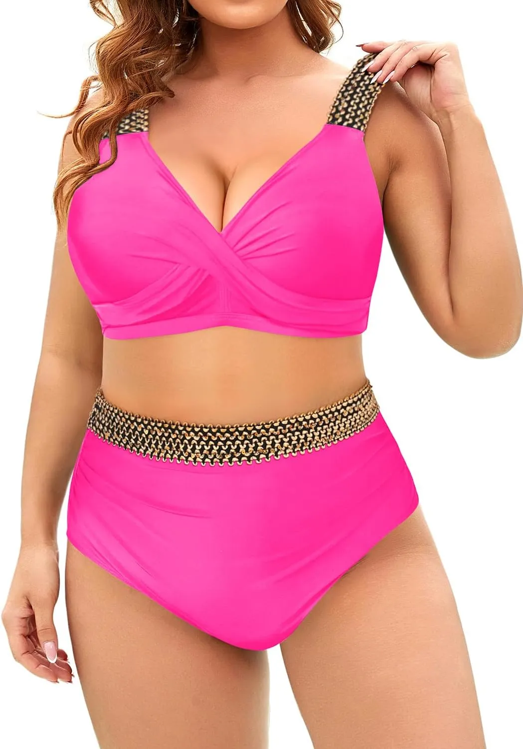 Tempt Me Women Plus Size High Waisted Bikini Set Two Piece Tummy Control Swimsuit