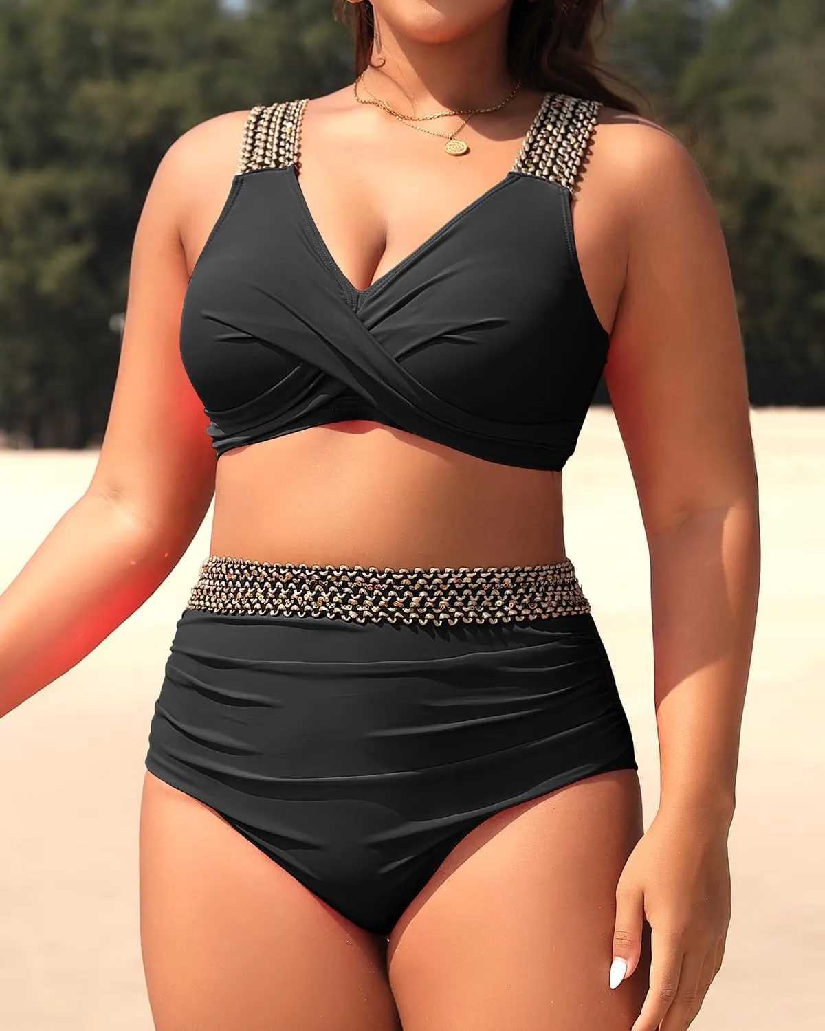Tempt Me Women Plus Size High Waisted Bikini Set Two Piece Tummy Control Swimsuit
