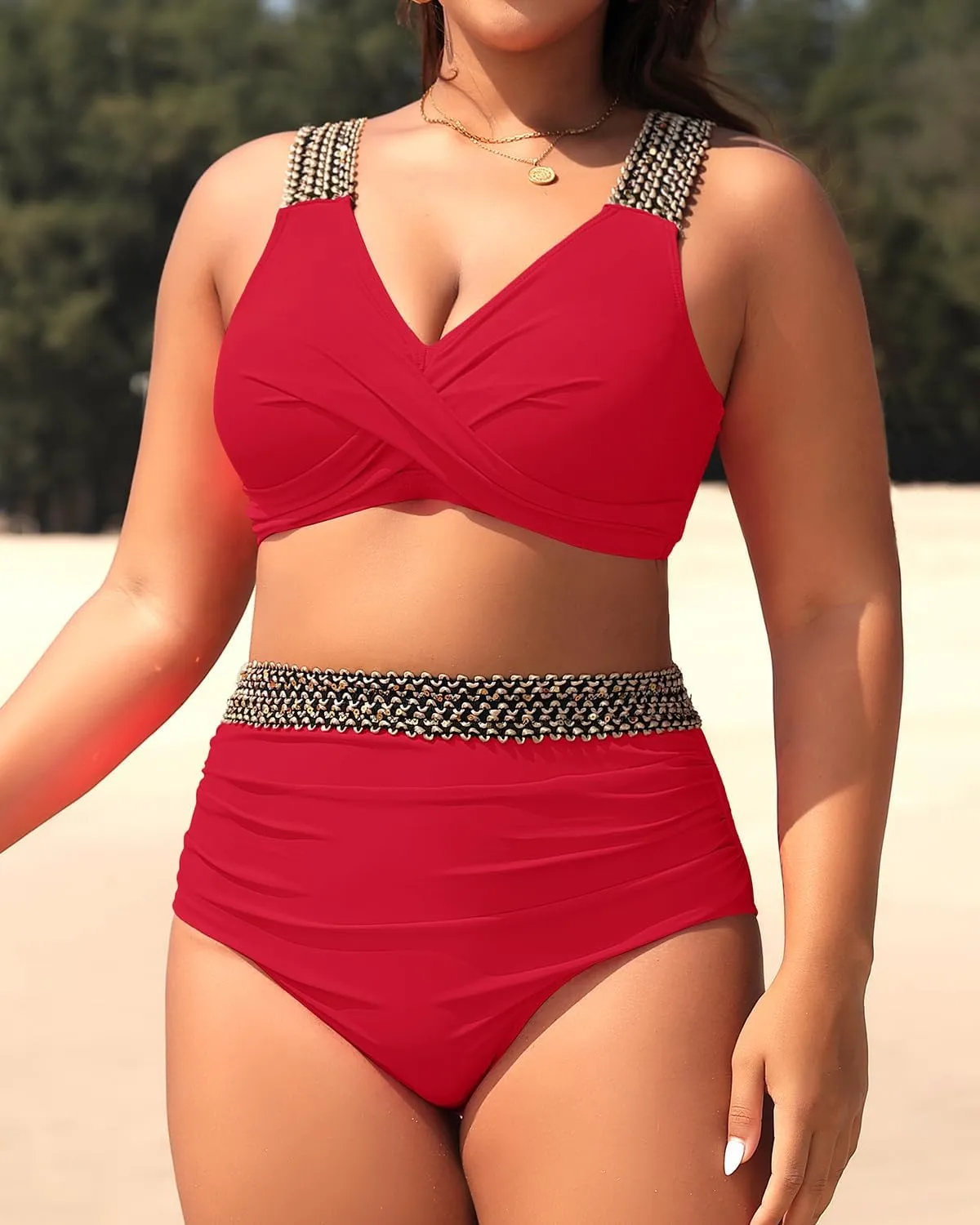 Tempt Me Women Plus Size High Waisted Bikini Set Two Piece Tummy Control Swimsuit