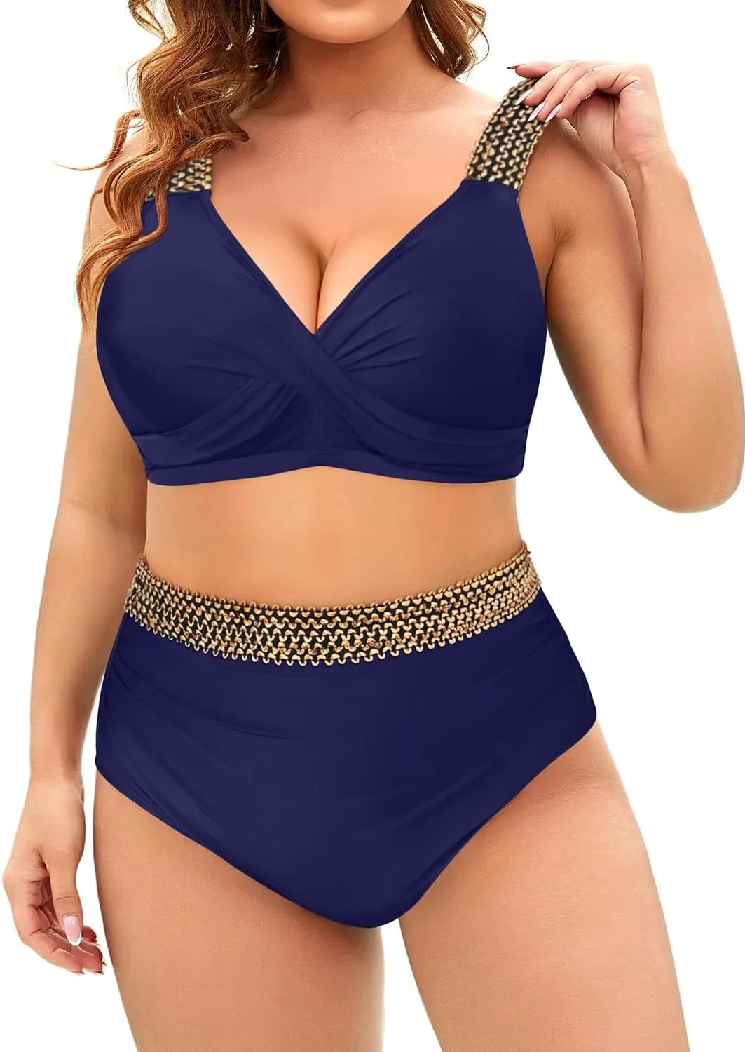 Tempt Me Women Plus Size High Waisted Bikini Set Two Piece Tummy Control Swimsuit