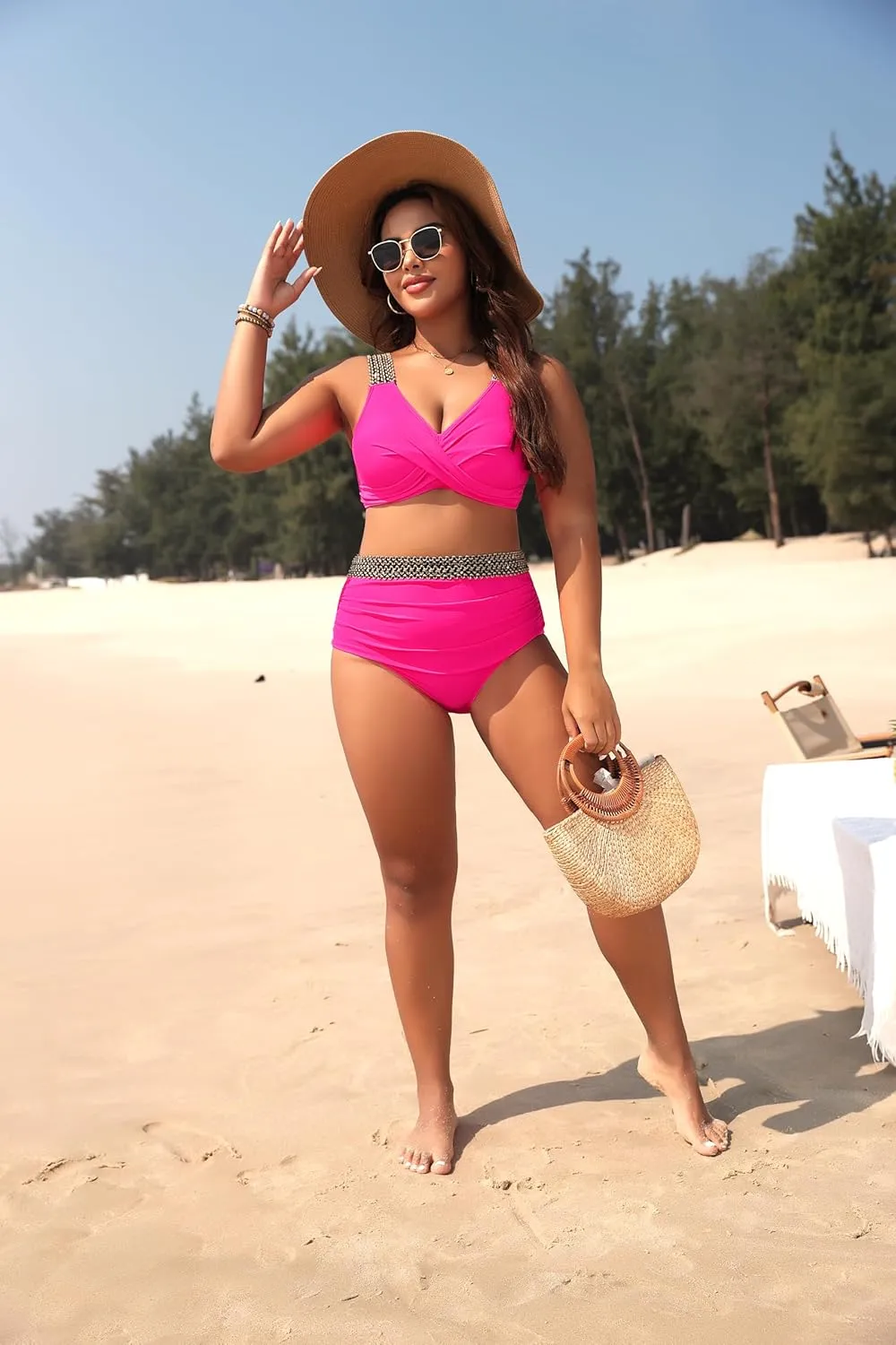 Tempt Me Women Plus Size High Waisted Bikini Set Two Piece Tummy Control Swimsuit