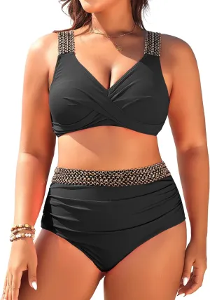 Tempt Me Women Plus Size High Waisted Bikini Set Two Piece Tummy Control Swimsuit