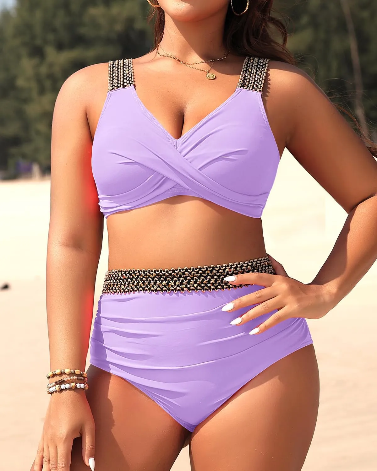 Tempt Me Women Plus Size High Waisted Bikini Set Two Piece Tummy Control Swimsuit