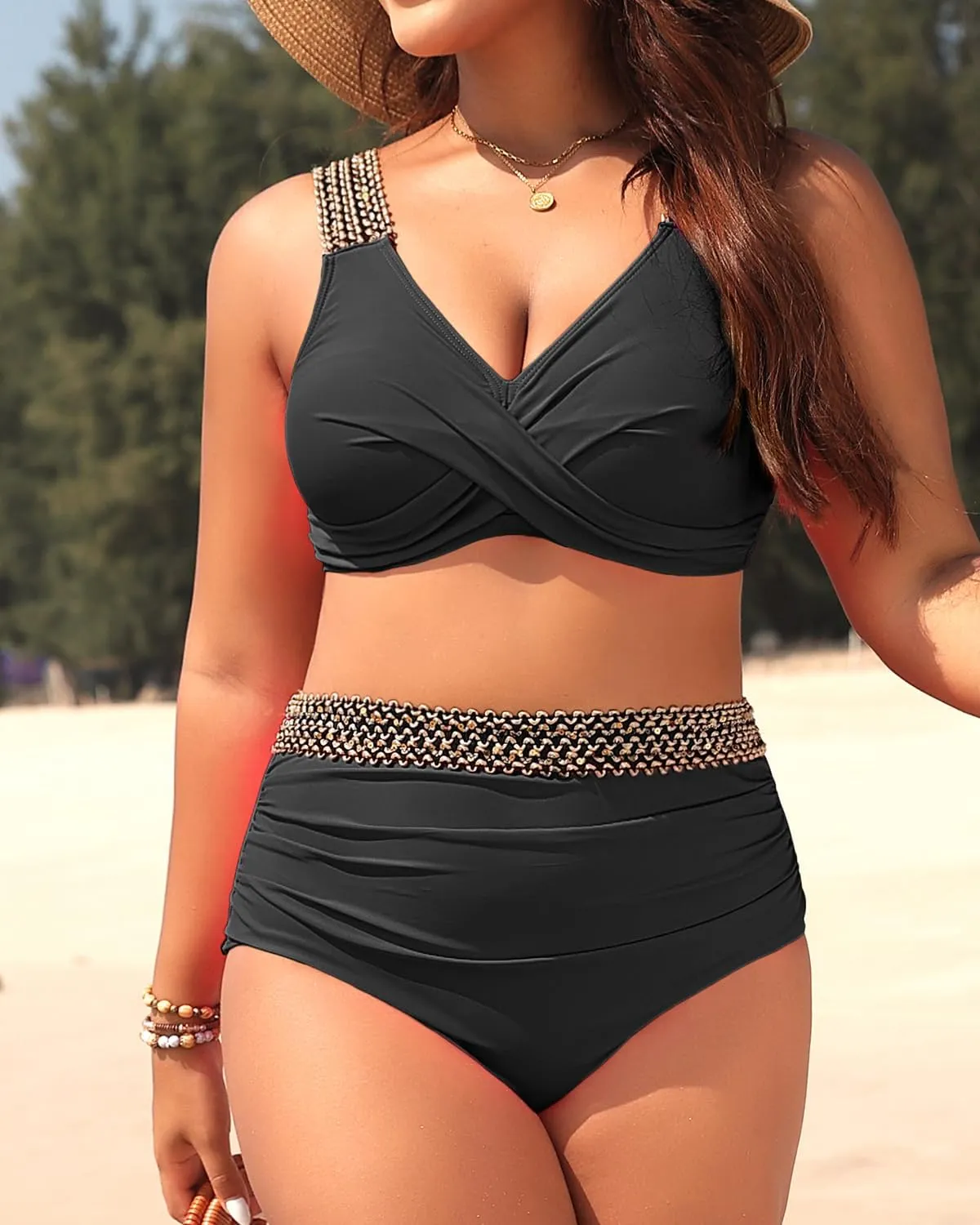 Tempt Me Women Plus Size High Waisted Bikini Set Two Piece Tummy Control Swimsuit