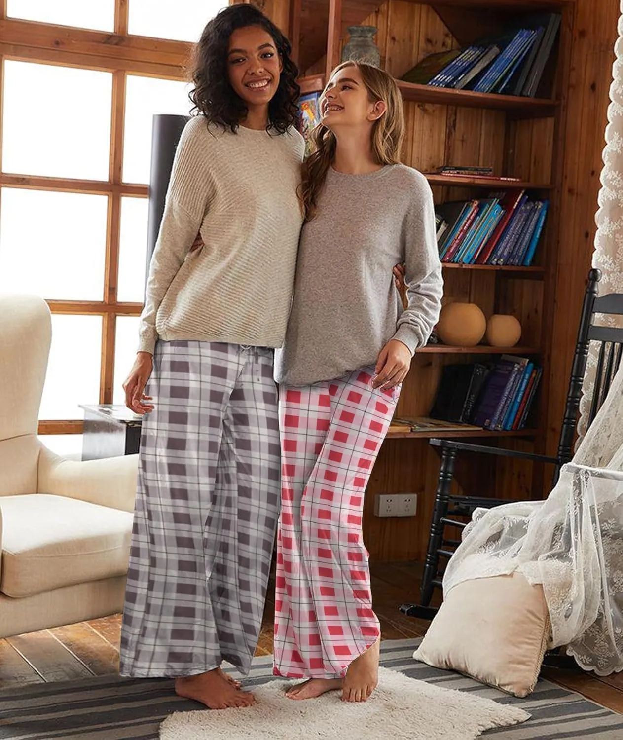 TNNZEET 3 Pack Women's Wide Leg Pants with Pockets - Casual Loose Yoga Trouser Pants Sweatpants Palazzo Lounge Pajama Pants