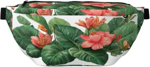 Tropical Plant Red Flowers Fanny Pack For Women Man, Waist Belt Bag Crossbody For Sports Travel Hiking Running Jogging