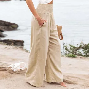 Tummy Control Women High Waisted Lounge Pants Casual Wide Leg Boho Trouser Summer Drawstring Sweatpants with Pocket