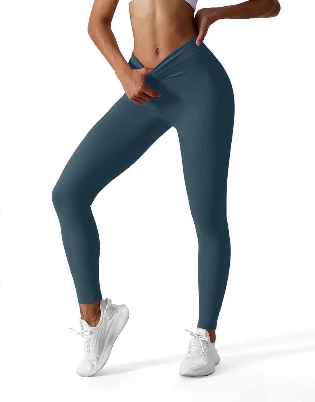 V Back Workout Leggings for Women High Waisted Biker Booty Tights Scrunch Butt Lifting Gym Yoga Pants