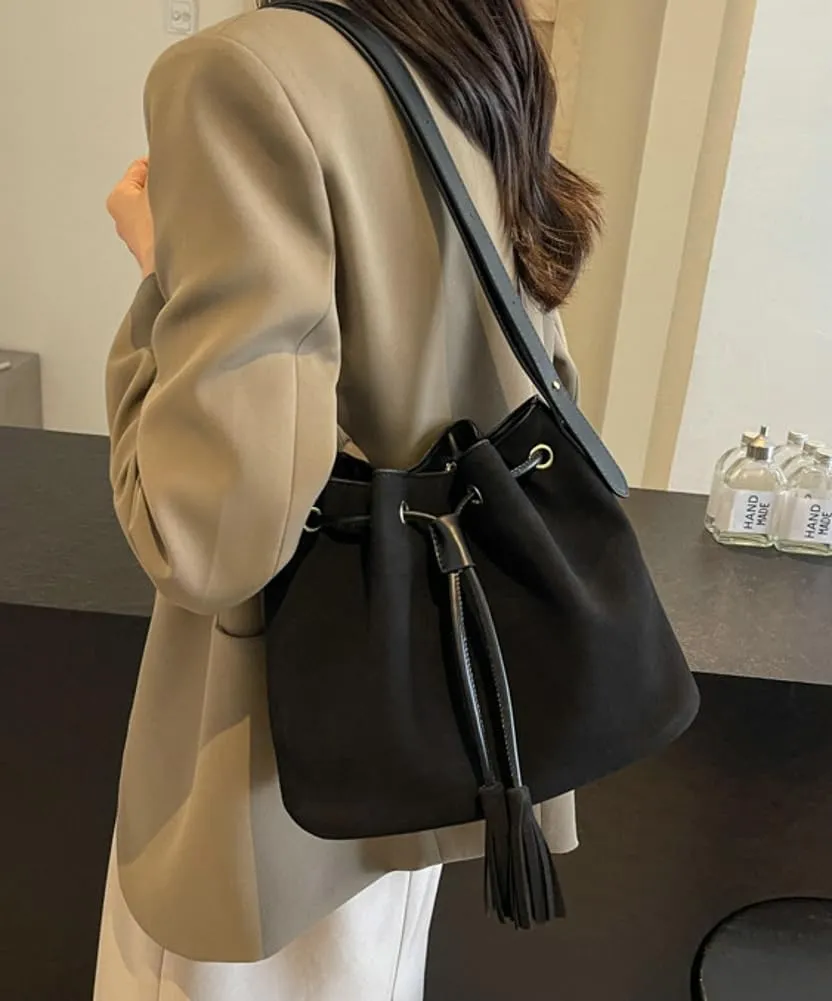 Vegan Leather Retro Bucket Bags Purses Hobo and PU Shoulder Handbags Drawstring with Adjustable Straps 2024