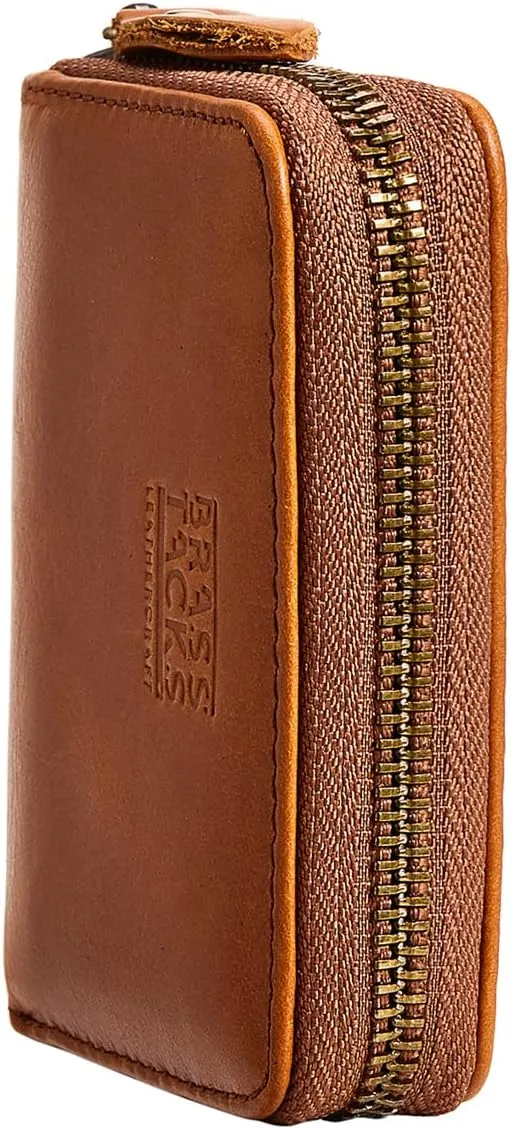 Vintage Full Top Grain Leather Wallet RFID Blocking Multi Card Case with Zipper Pocket Card Holder for Men Women Gift Box