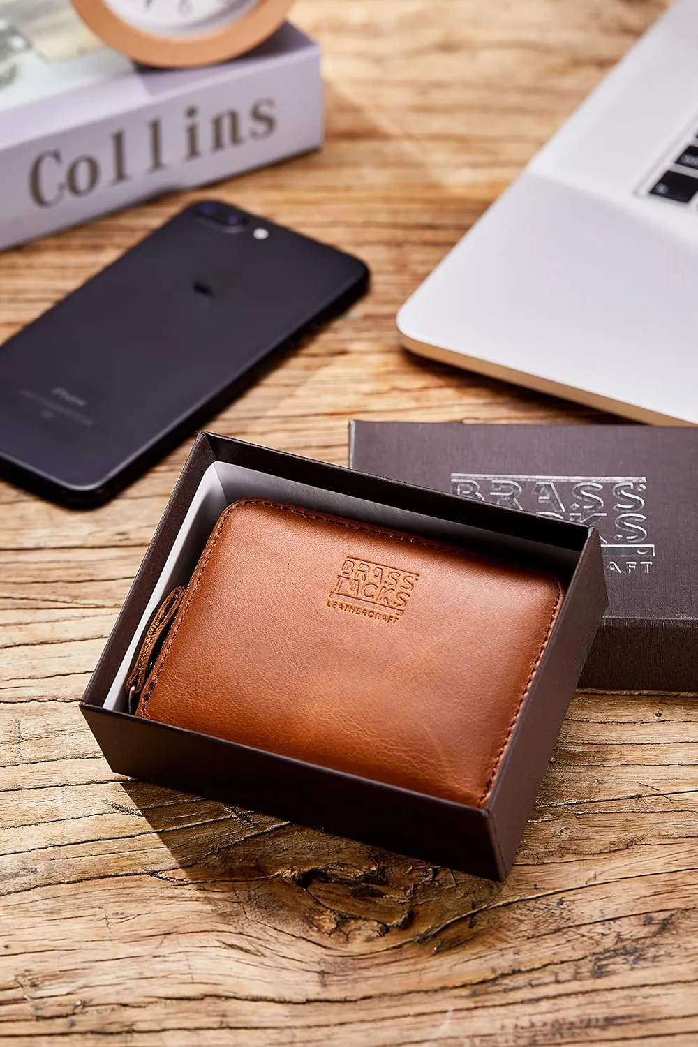 Vintage Full Top Grain Leather Wallet RFID Blocking Multi Card Case with Zipper Pocket Card Holder for Men Women Gift Box