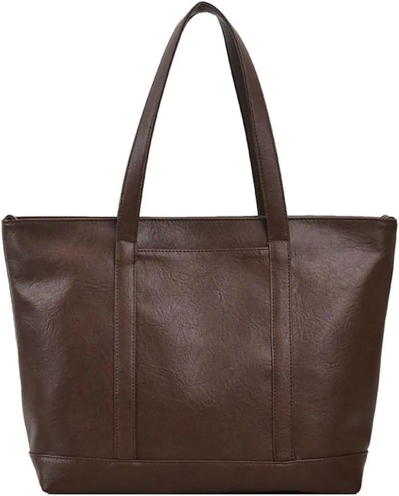 Vintage Tote Bag for Women Premium PU Leather Satchel Purse Causal Shuolder Bag Fall Winter College Top Handle Purse 2024