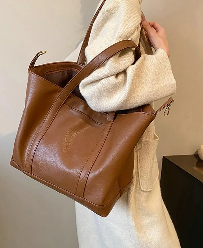 Vintage Tote Bag for Women Premium PU Leather Satchel Purse Causal Shuolder Bag Fall Winter College Top Handle Purse 2024