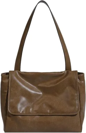 Vintage Vegan Leather Tote Bags for Women Large Shoulder Purse Soft Handbag Working Messenger Top Handle Satchel