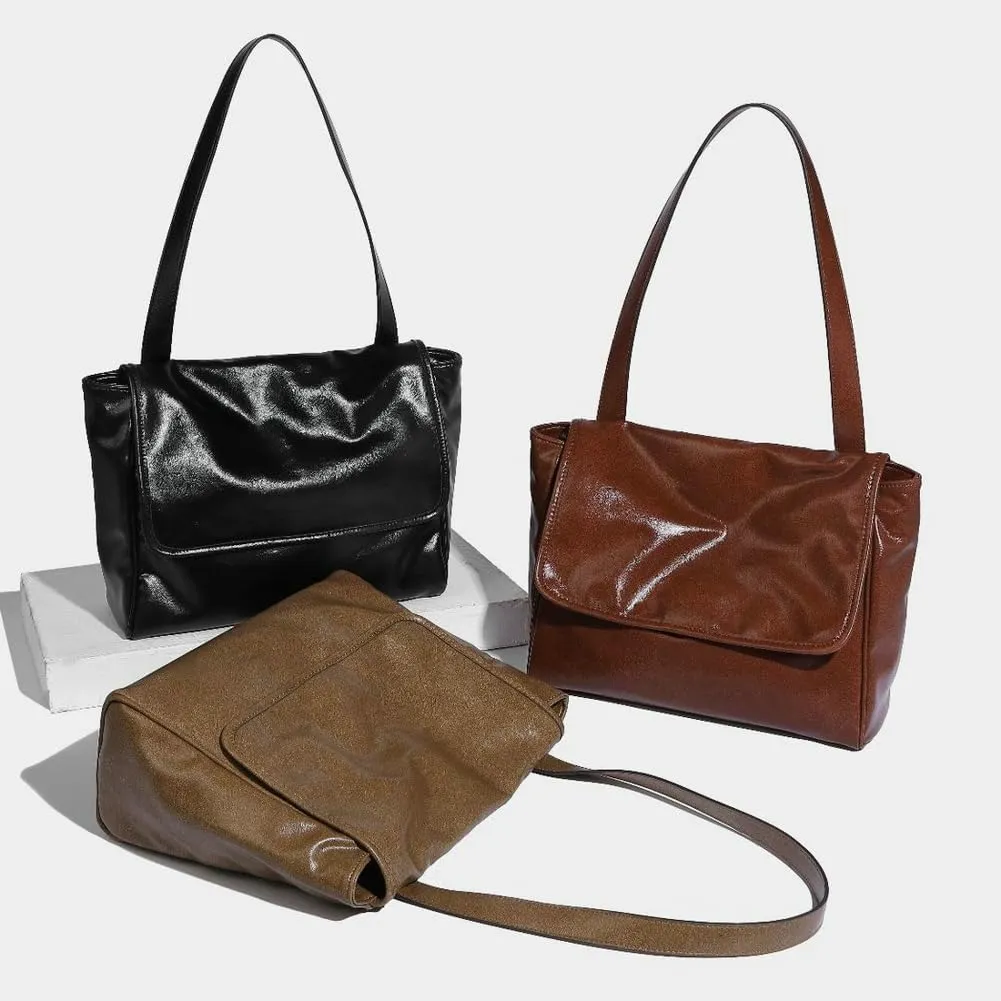 Vintage Vegan Leather Tote Bags for Women Large Shoulder Purse Soft Handbag Working Messenger Top Handle Satchel