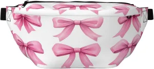 Watercolors Pink Bows Fanny Pack For Women Man, Waist Belt Bag Crossbody For Sports Travel Hiking Running Jogging