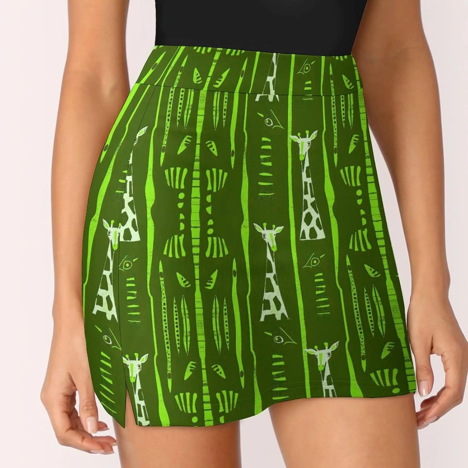 Wave Pattern Women's Athletic Skirts Light Proof A-line Trouser Skirt with Shorts Pockets