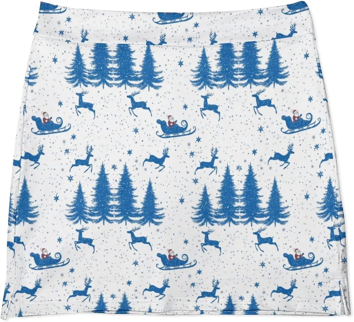 Wave Pattern Women's Athletic Skirts Light Proof A-line Trouser Skirt with Shorts Pockets