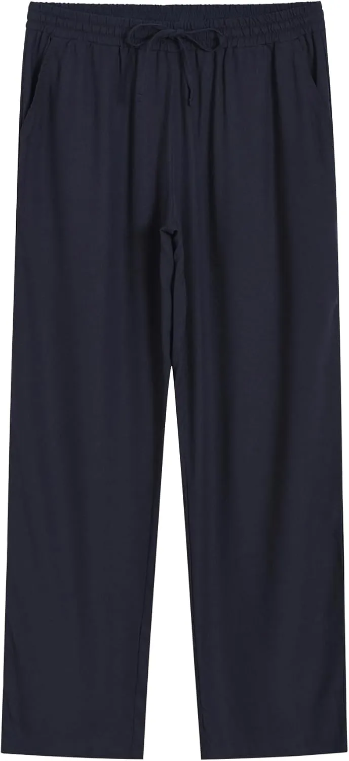 Weintee Women's Tall Linen Pants Long 34 Inch Inseam Wide Leg