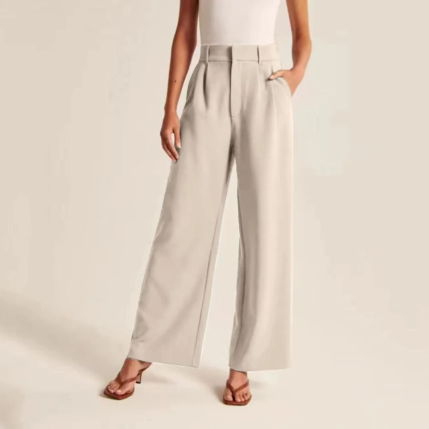 Women Cotton Linen Summer Drawstring Pants Elastic Waist Stretchy Slim Fit Pant Trousers Trendy