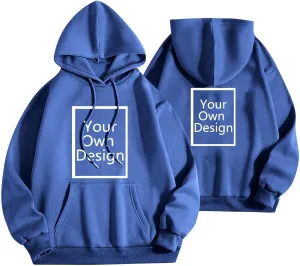 Women Custom Hoodies Warm Fleece Hooded Sweatshirts with Pockets, Your Own Design, Add Text/Photo/Image/Logo