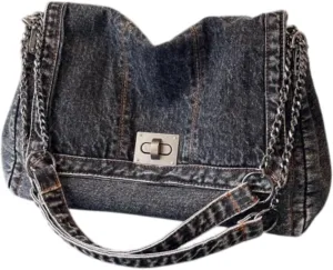 Women Denim Shoulder Bag Satchel Bag Hobo Handbag for Party Favors Travel Dating