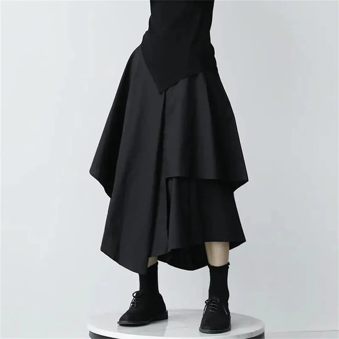 Women Gothic Irregular High-Waist Pleated Skirt Summer Vintage Asymmetrical Hem High Waist Flowy Midi Skirts