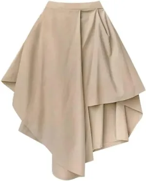 Women Gothic Irregular High-Waist Pleated Skirt Summer Vintage Asymmetrical Hem High Waist Flowy Midi Skirts