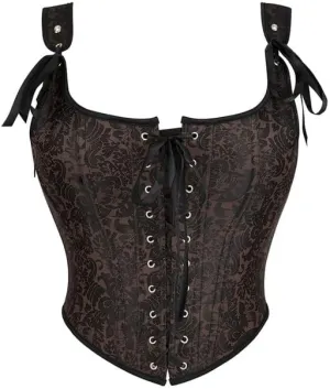 Women Vintage Floral Lingerie Corset Top, Renaissance Camisole Flower Bustier Shapewear with Boned Overbust