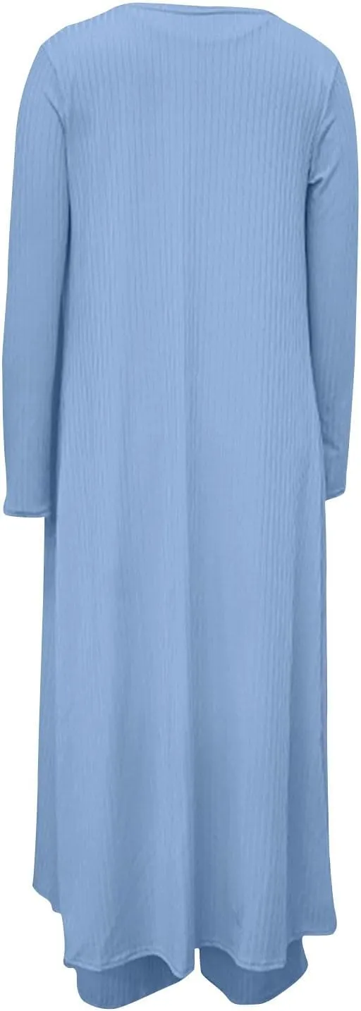 Women's 3 Piece Matching Set Ribbed Knit Lounge Sets Tank Cardigan and High Waist Pants Pajamas Loungewear Outfits
