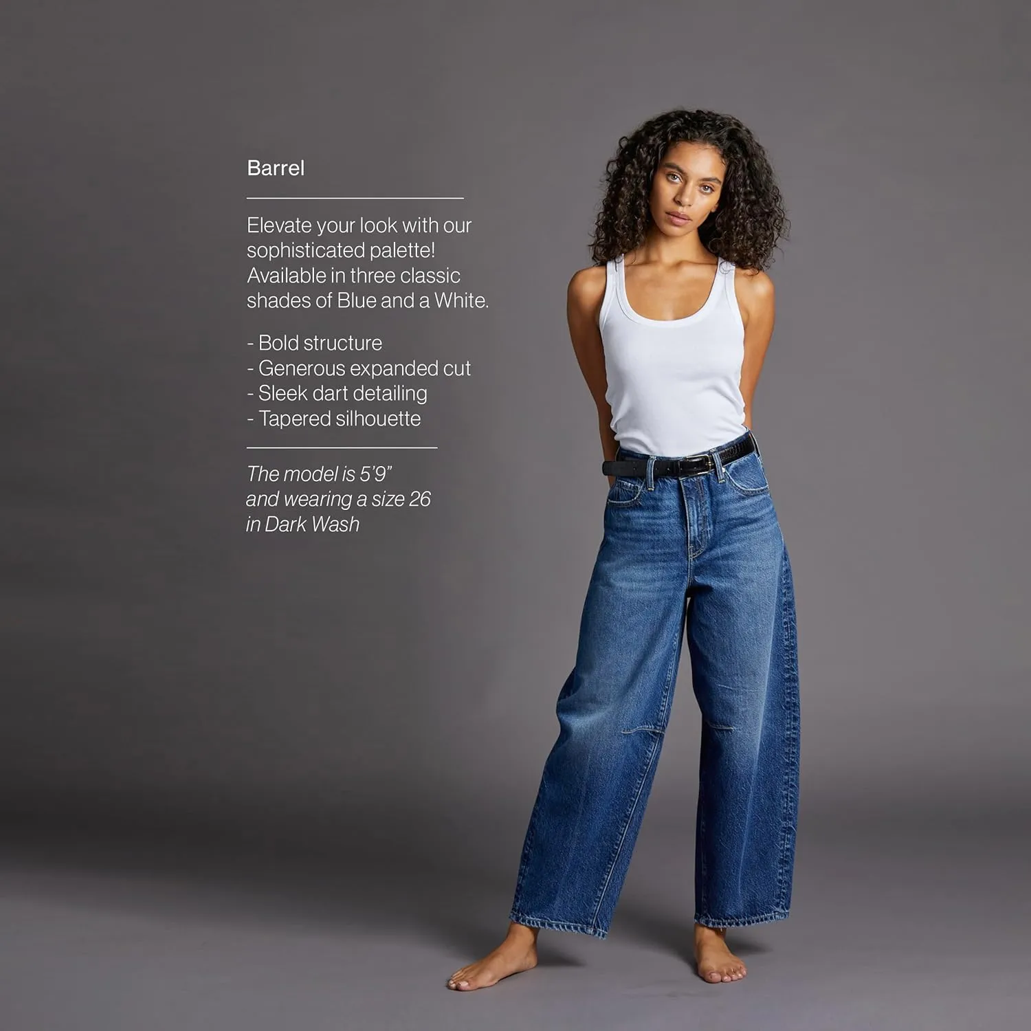 Womens Baggy Barrel Jeans Wide Leg Mid Rise Premium Denim Pants