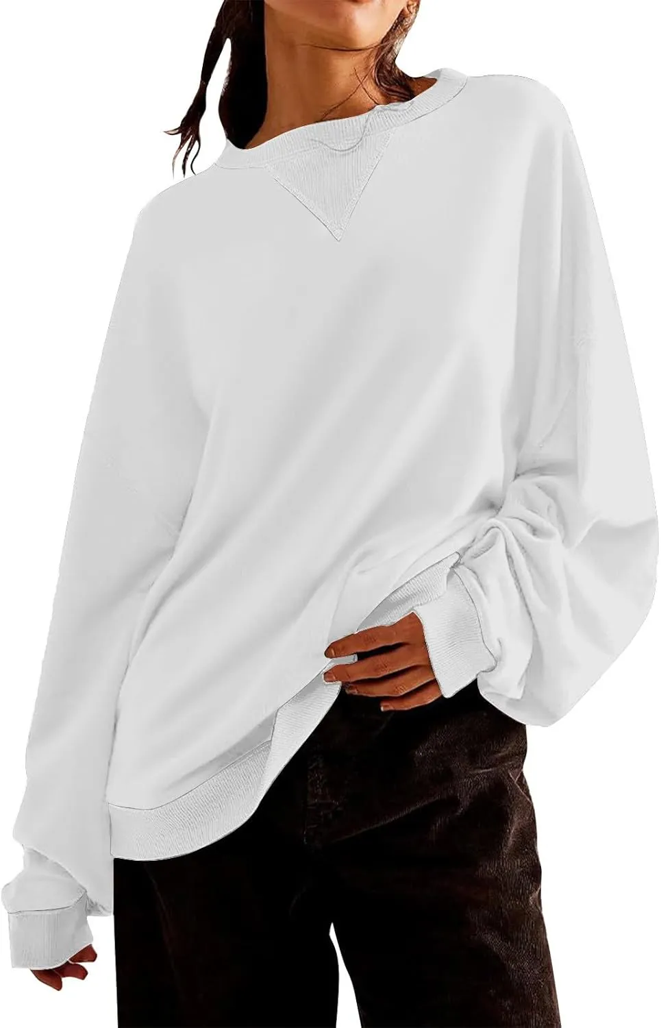 Womens Colorblock Shirt Casual Crew Neck Sweatshirt Fall Long Sleeve Sweatshirt Loose Fitting Tunic Tops Blouse