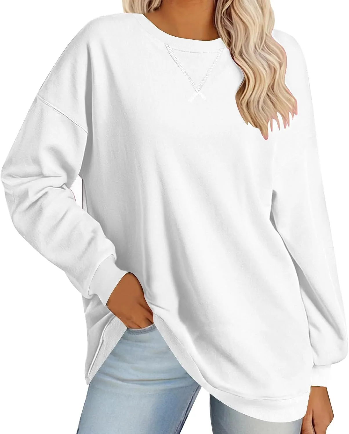 Womens Colorblock Shirt Casual Crew Neck Sweatshirt Fall Long Sleeve Sweatshirt Loose Fitting Tunic Tops Blouse